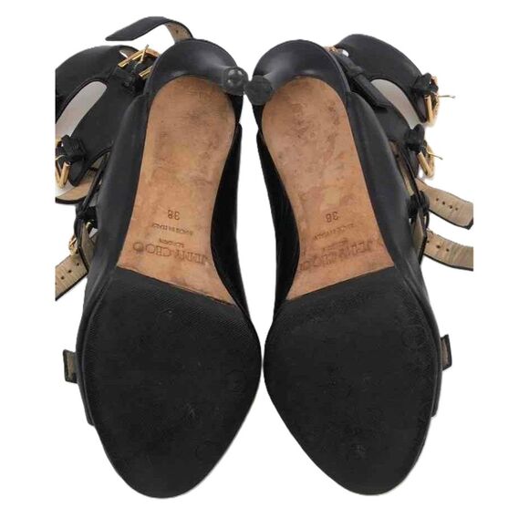 Jimmy Choo Black Trick Gladiator Multi Buckle Logo High Heel Sandals 38 (7.5) - Picture 5 of 6